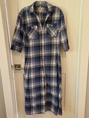 Polo Denim & Supply Blue Plaid Shirt Dress Coastal Grandma Cottagecore 6